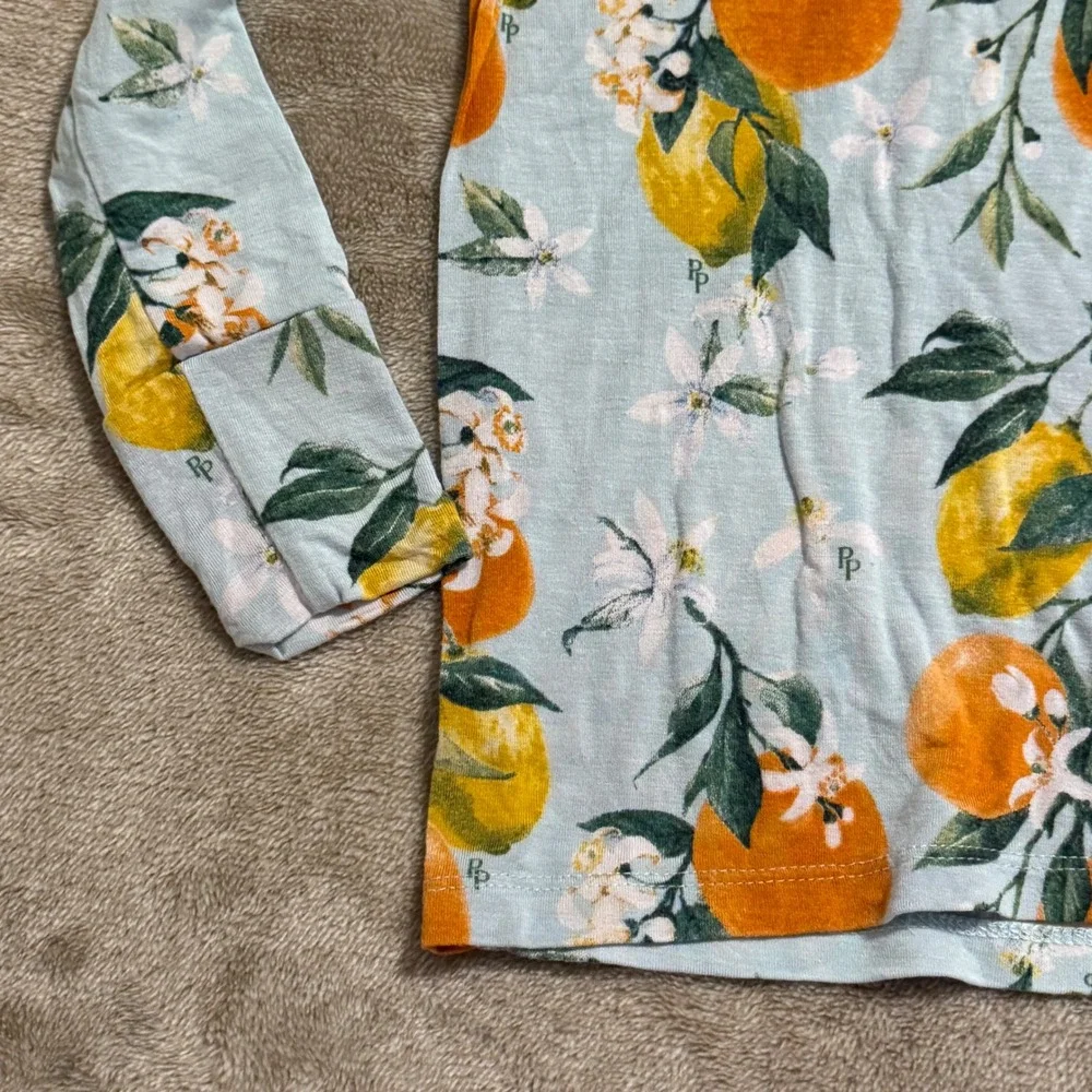 Posh Peanut 3T Pajama Set Citrus Orange Lemon Bamboo Viscose Long Sleeve PJ Set